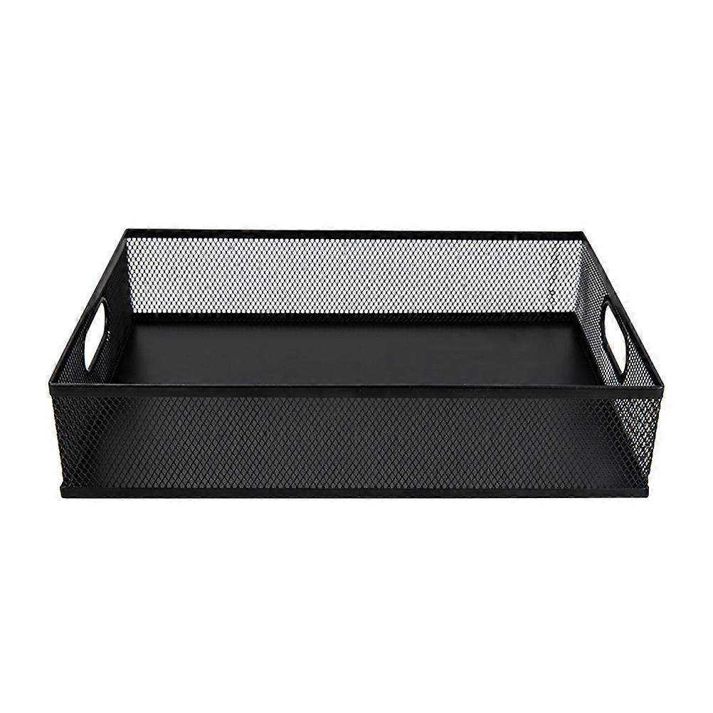 Desk Storage Bin Simple Style Iron Material Office Use Black 32.70X23.00X7.00CM 1Pcs