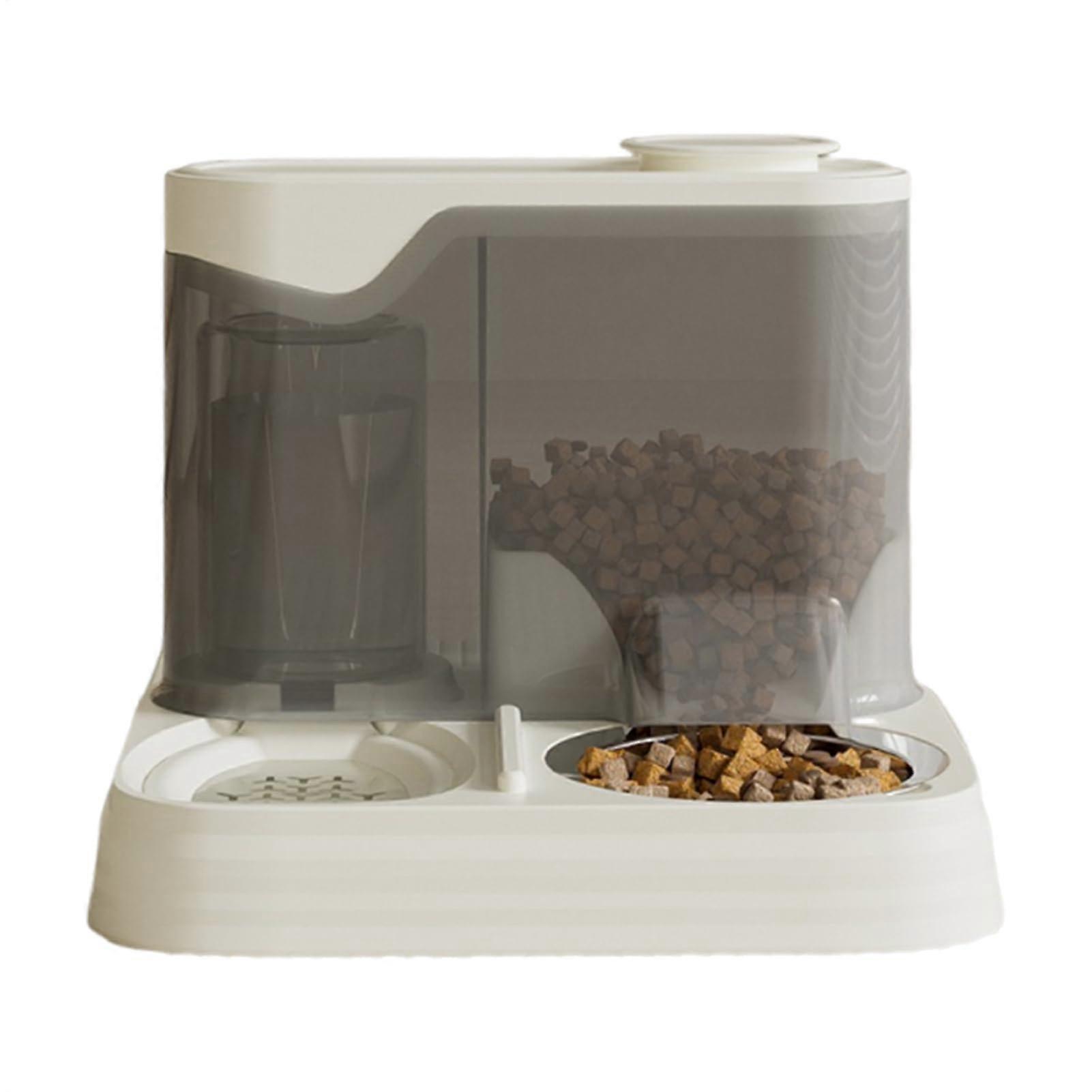 Automatic Cat Feeder And Puppy Feeder And Water Dispenser, 2-In-1 Non-Slip For Home And Multi-Animal Homes, White