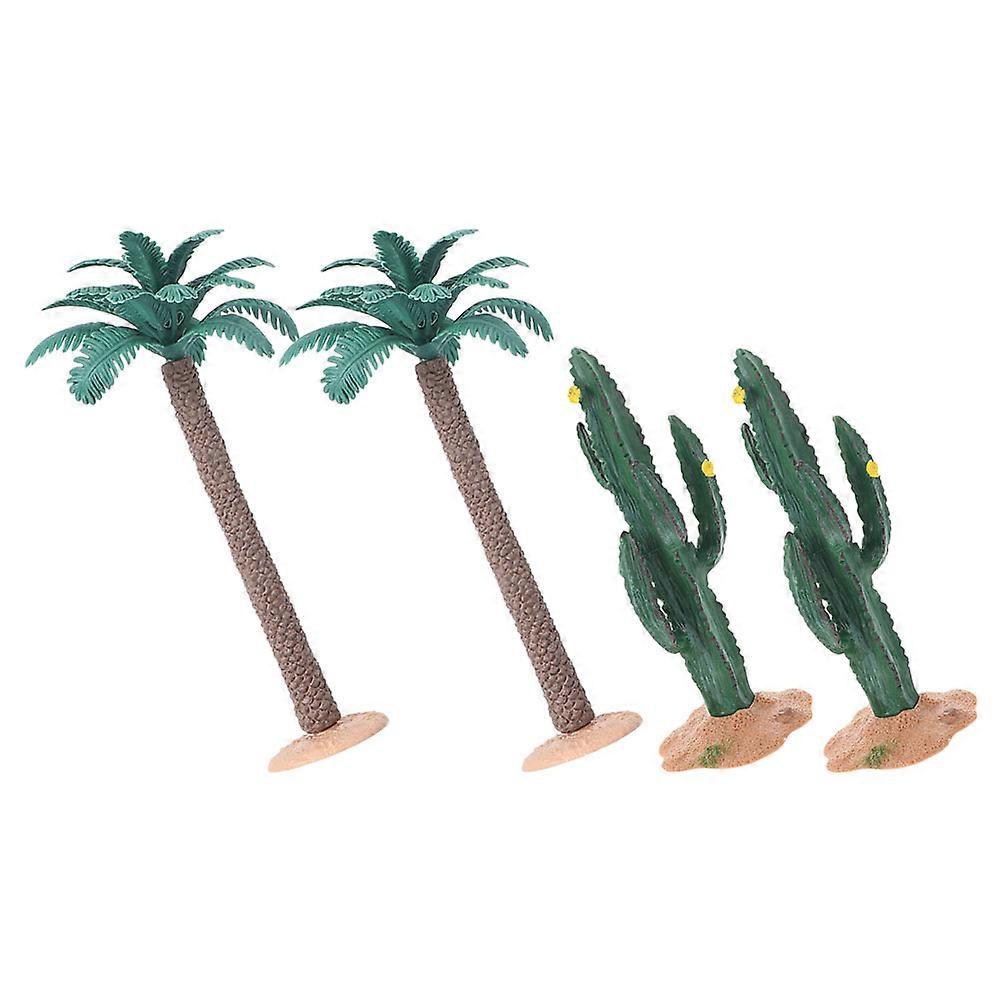 1 Set Micro Landscape Trees Models Realistic Small Plant Decor Sand Table Miniature Cactus And Coconuts Tree
