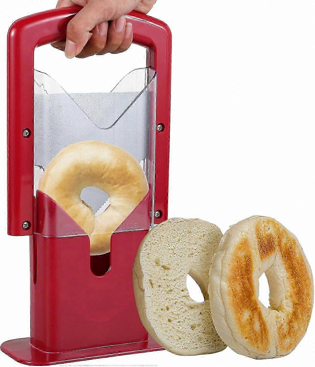 Stainless Steel Bread Slicer with Non-Stick Blade for Bagels, Muffins, Fruits, and Vegetables - Durable Multipurpose Tool