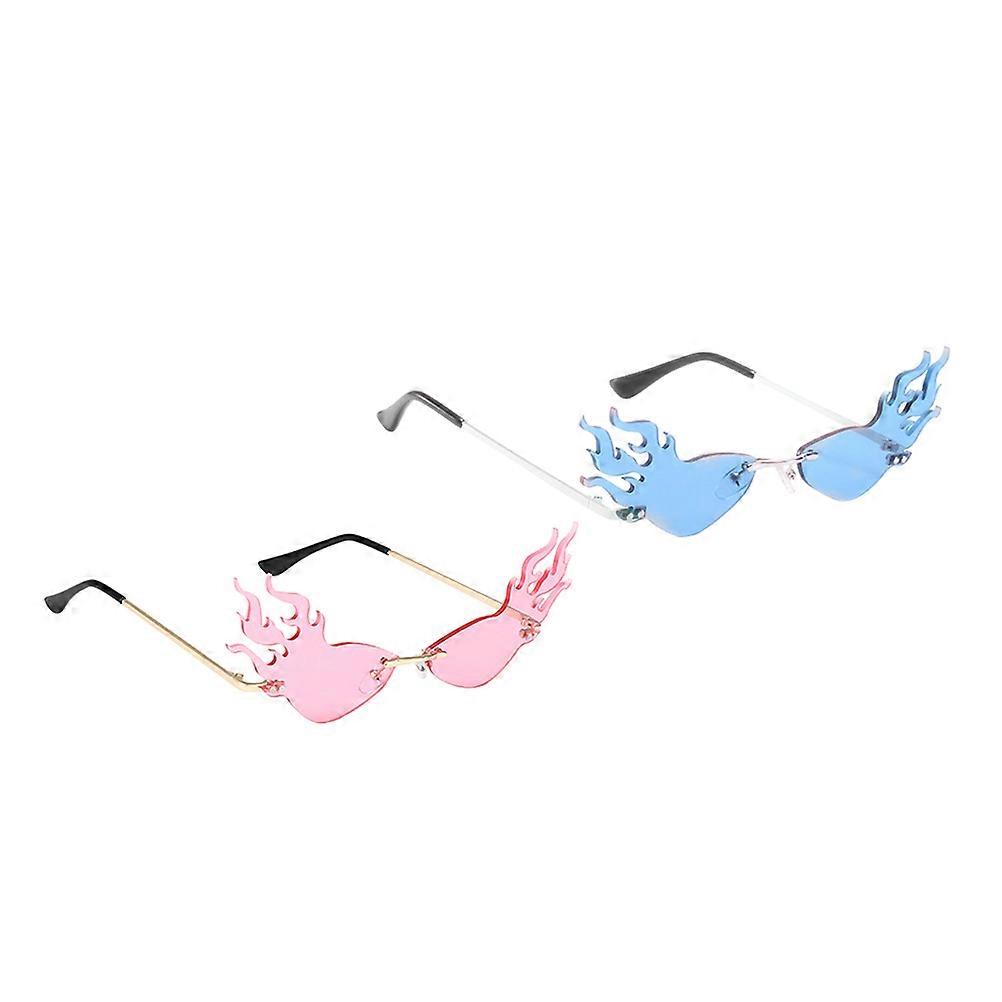 Novelty Rimless Sunglasses In Assorted Color 2Pcs Perfect Fashion Accessory For Christmas And Party Fun