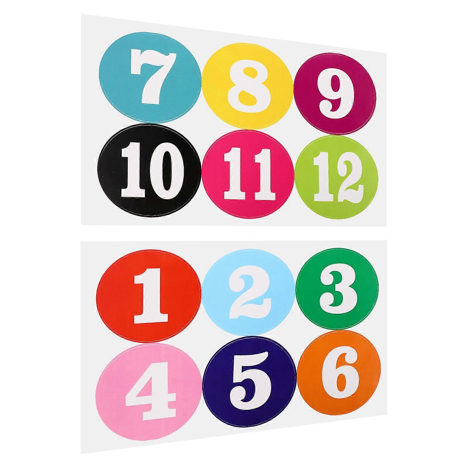 PVC Number Stickers Colorful Round Number Pasters for Home 2 Sheets