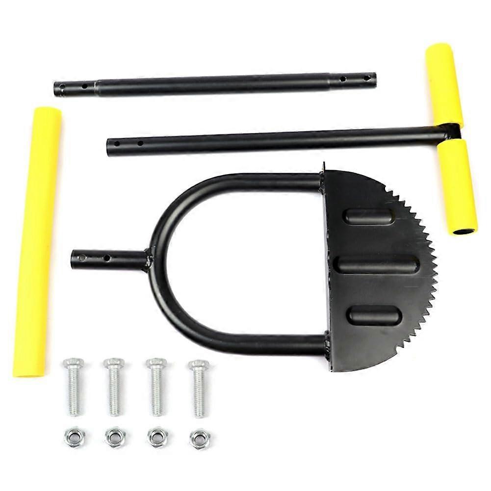 Serrated lawn edger, halfmoon lawn edger with Thandle, sidewalk grass step edger with long handle, 38, black, yellow, durable
