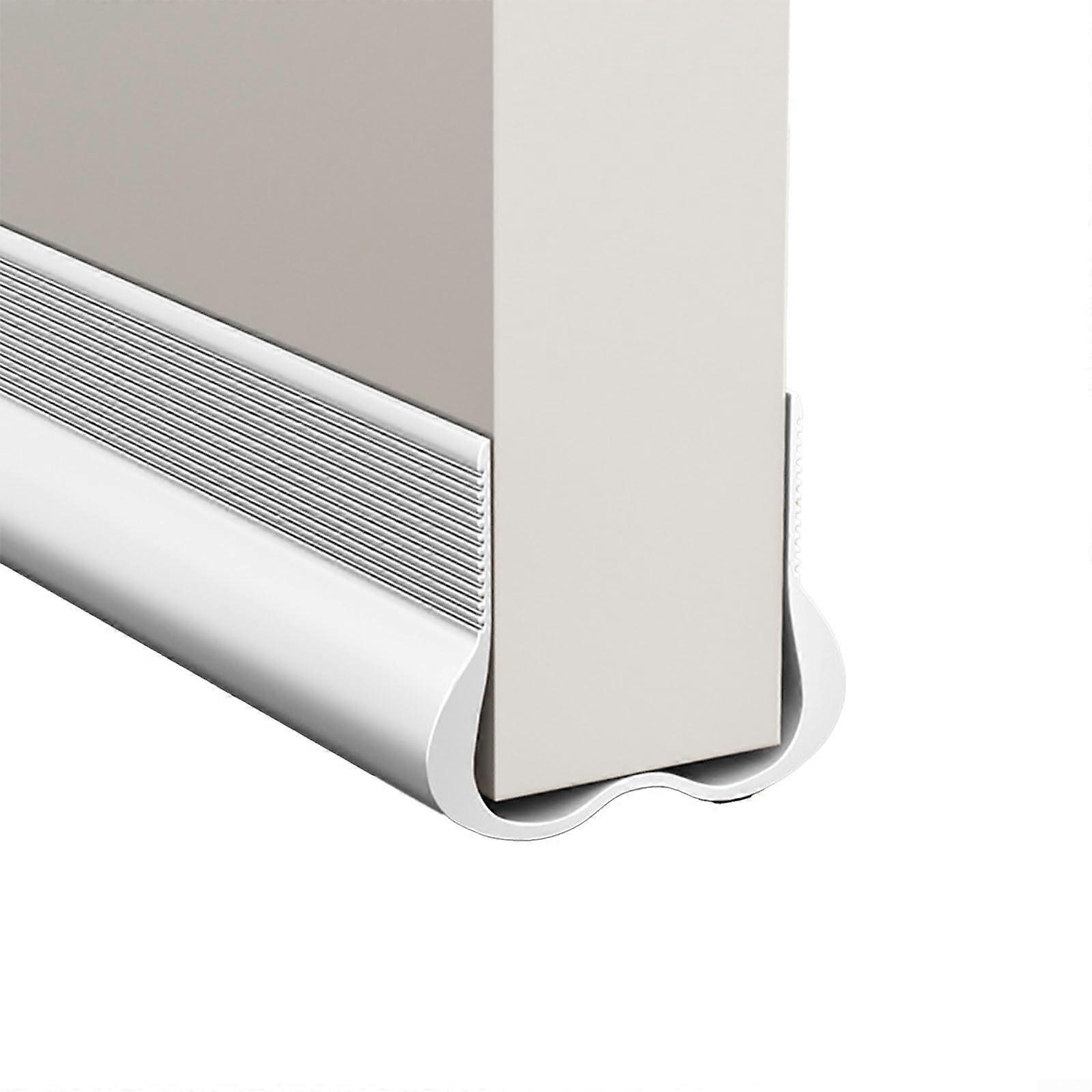 Door Floor Seal Strip 36.6-Inch Flexible PVC Draught Excluder Gap Blocker Windproof Waterproof Soundproof White