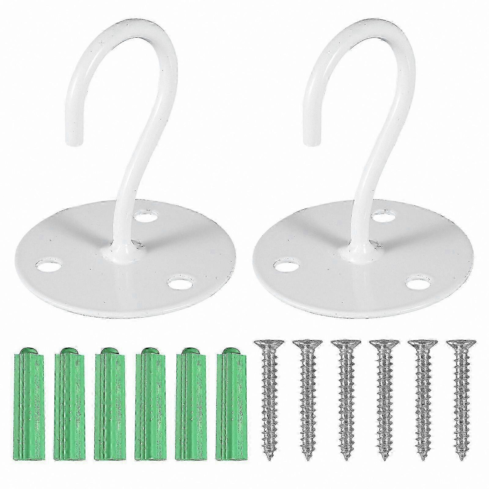 White 2-Pack Sturdy Ceiling Hooks for Hanging Flower Baskets and Wind Chimes Wall-Mounted Solution