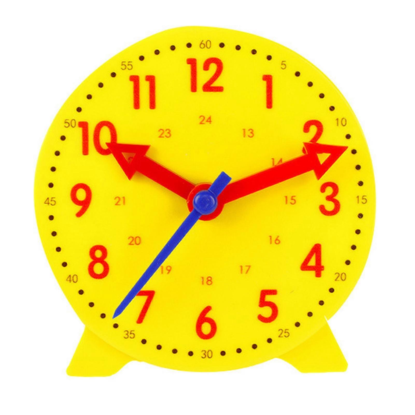Clock Teaching Aid Learning Model Toy Students Kids Cognitive Time Tool 3 Pointer Linkage 24 Hour System 10cm Yellow