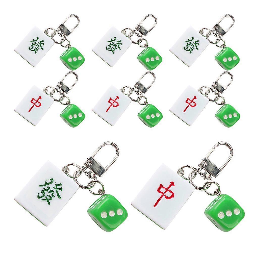 8pcs Mahjong Keychain Charms with Wealth Symbols   Lucky Key Ring for Bags, Party Favors, Home Decor & Unique Gift for Mahjong Enthusiasts