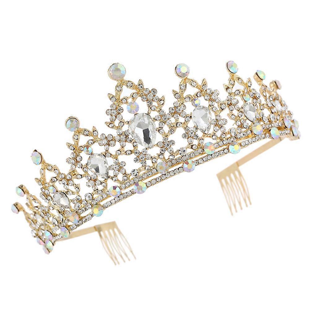 Bride Crown with Rhinestone and Zinc Alloy for Wedding Decoration Chic and Elegant Design Golden