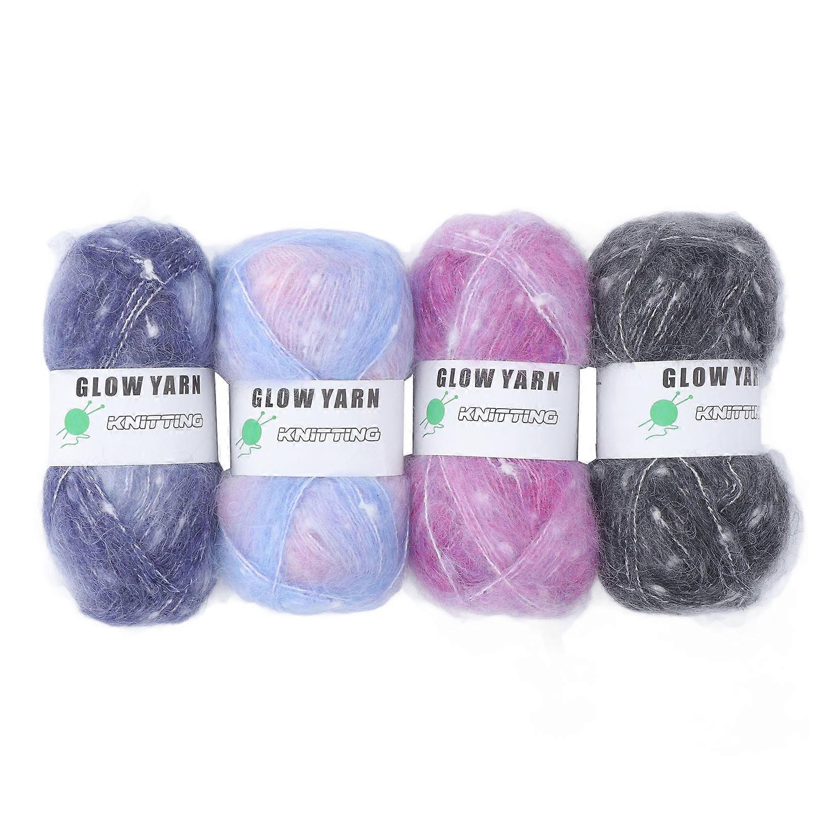 4 Rolls Glow Yarn 152yd Each Soft Handcraft DIY Luminous Knitting Crochet Yarn for Beginners Arts Crafts Type 2