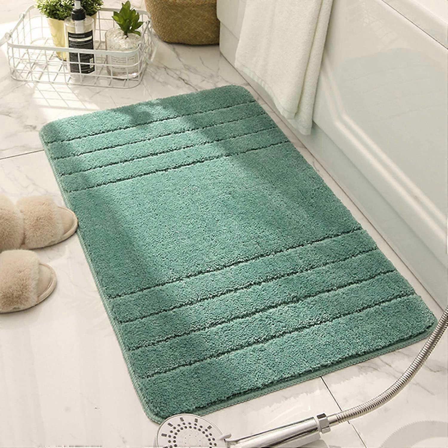 Bathroom Rug Mat Non-Slip Grey Bath Mat Thickened Machine Washable Absorbent Floor Carpet for Home Use