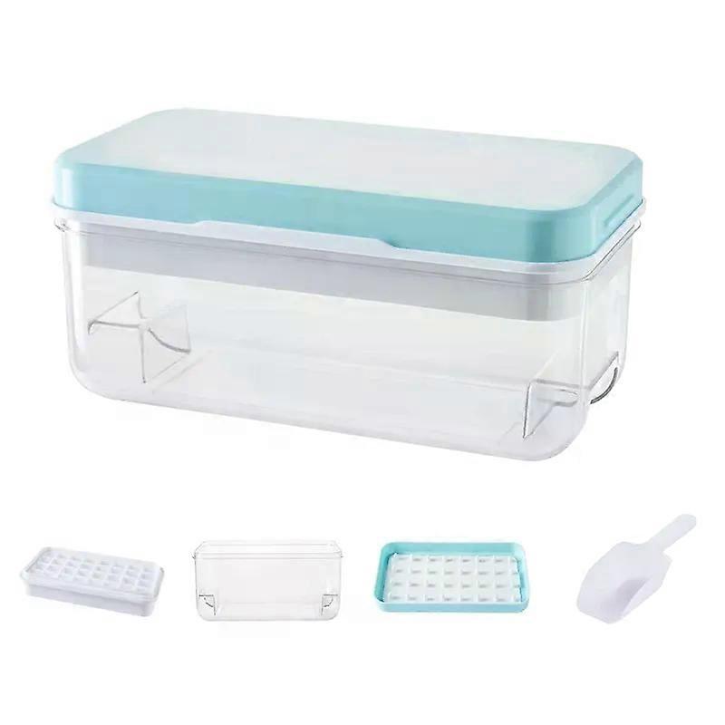 Ice Cube Mold Ice Cube Tray Plastic Ice Cube Maker Double Ice Bin Storage with Replaceable Lids Plastic with Ice Cream Spoon