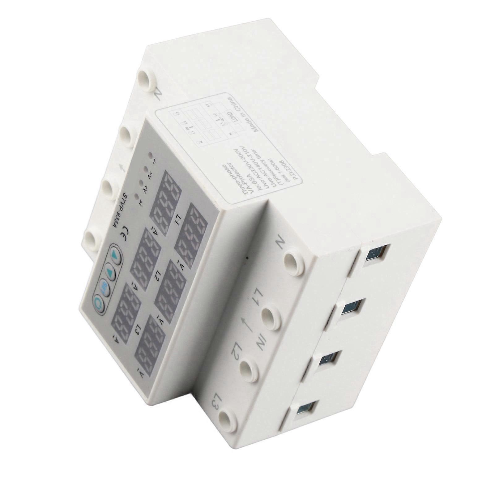Adjustable Voltage Current Protector 3 Phase Digital Display Automatic Recovery Voltage Protector Relay AC220 380V 63A 1-63A 