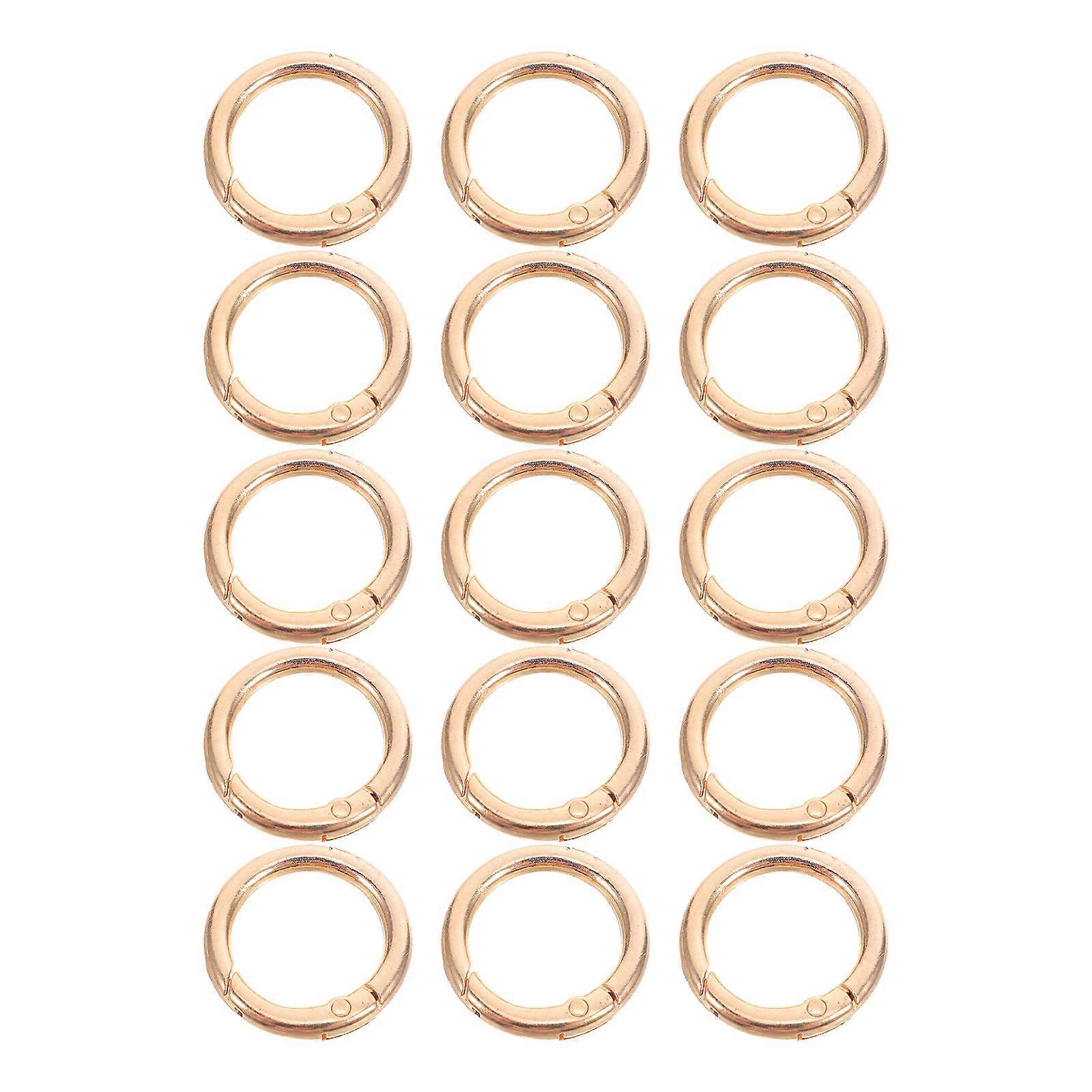 15pcs Zinc Alloy Key Rings Open Jump Rings Split Rings Polished Plated Spring Rings Set
