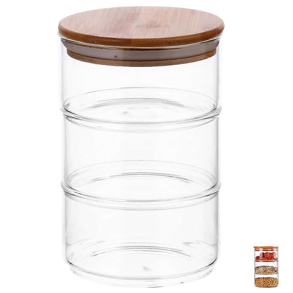 Glass Jars with Bamboo Lid for Storage Use 1 Set Transparent Food Containers