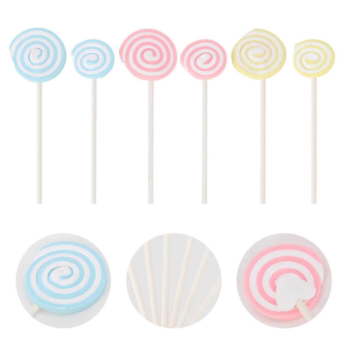 6pcs Cartoon Party Cake Toppers Lollipop Styled Cake Insert (Random Color)