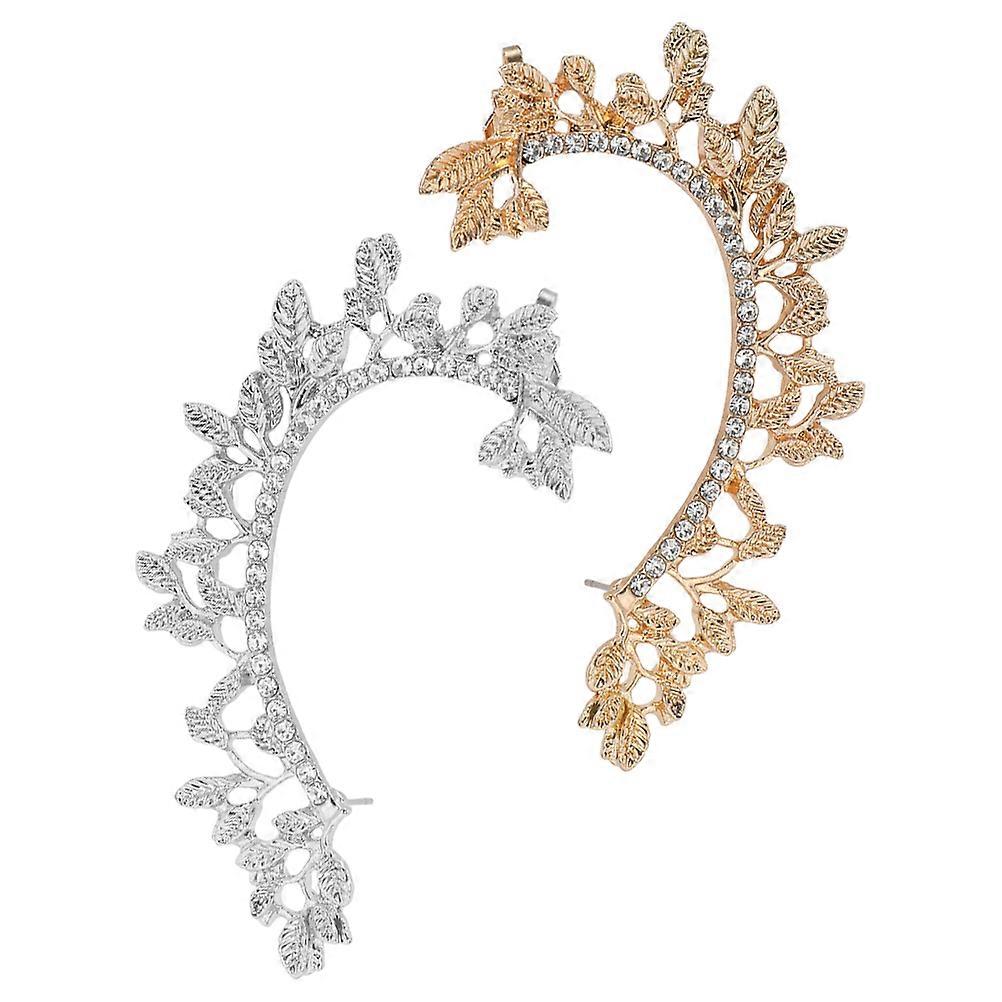 Elegant Leaf Shaped Ear Clips for Women Fashionable Accessories in Assorted Colors 2 Pcs