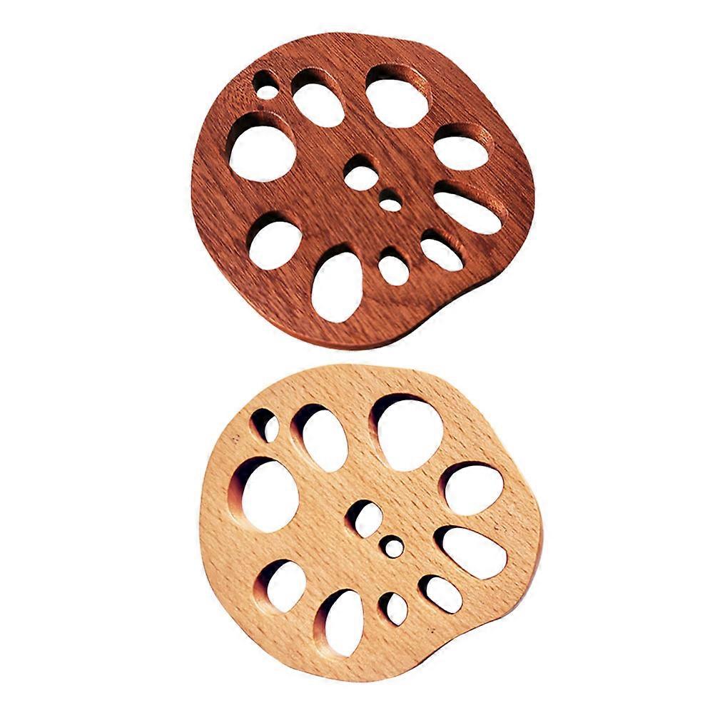 Wooden Coaster Set Heat Insulated Cup Pads for Home Coffee Table Natural Beech Wood Drink Mats Irregular Lotus Root Sturdy and Easy to Clean