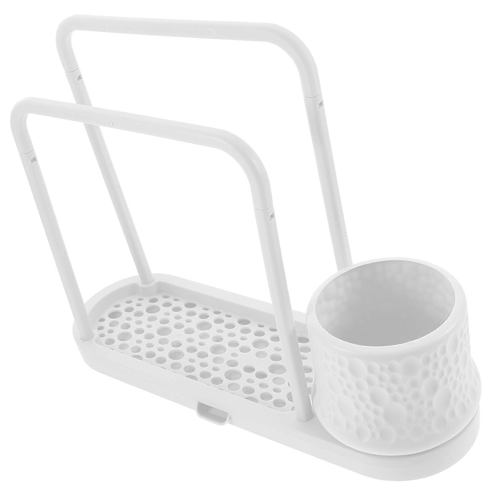 White Plastic Dish Cloth Holder for Kitchen Display and Bathroom Use with Simple Structure 5.5 x 3.2 x 4.1 inches
