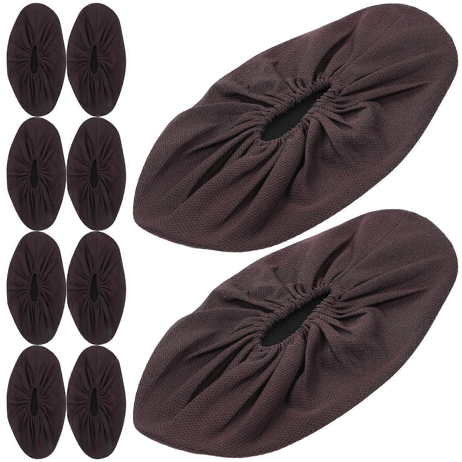 Breathable Shoe Covers For Home Use Adults 5Pcs Coffee Non-Slip Reusable Protective Barrier