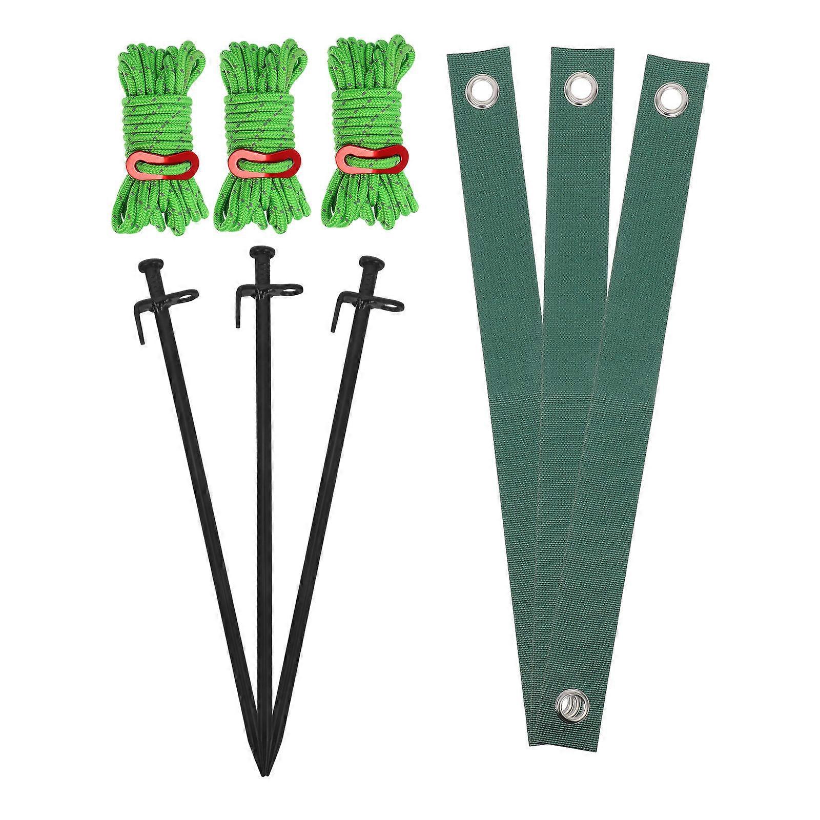 Versatile Heavy Duty Tree Stake Kit With 3Pcs Ropes And Metal Stakes For Supporting Trees In Landscaping Projects