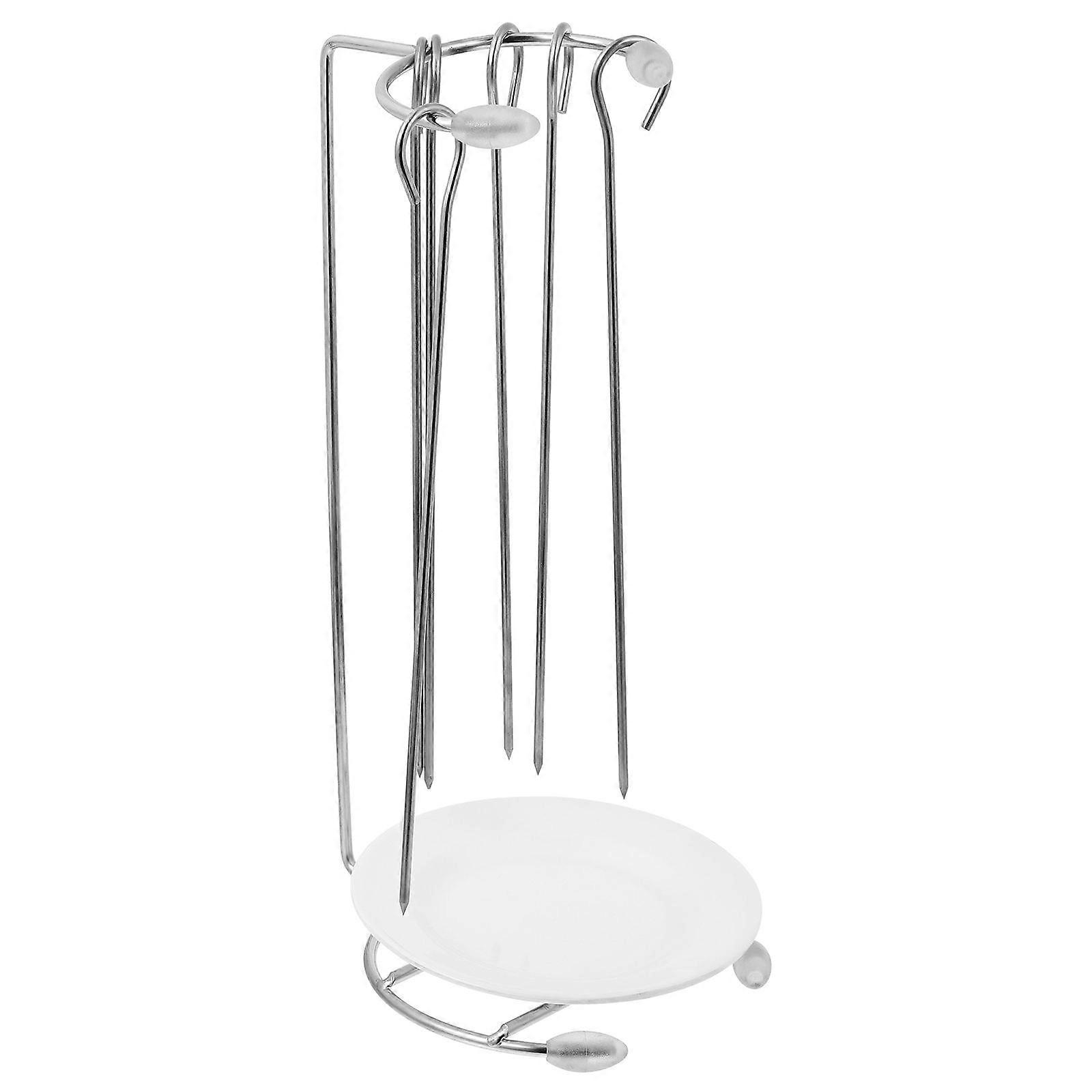 1 ensemble de bâtonnets de barbecue en acier inoxydable et support suspendu