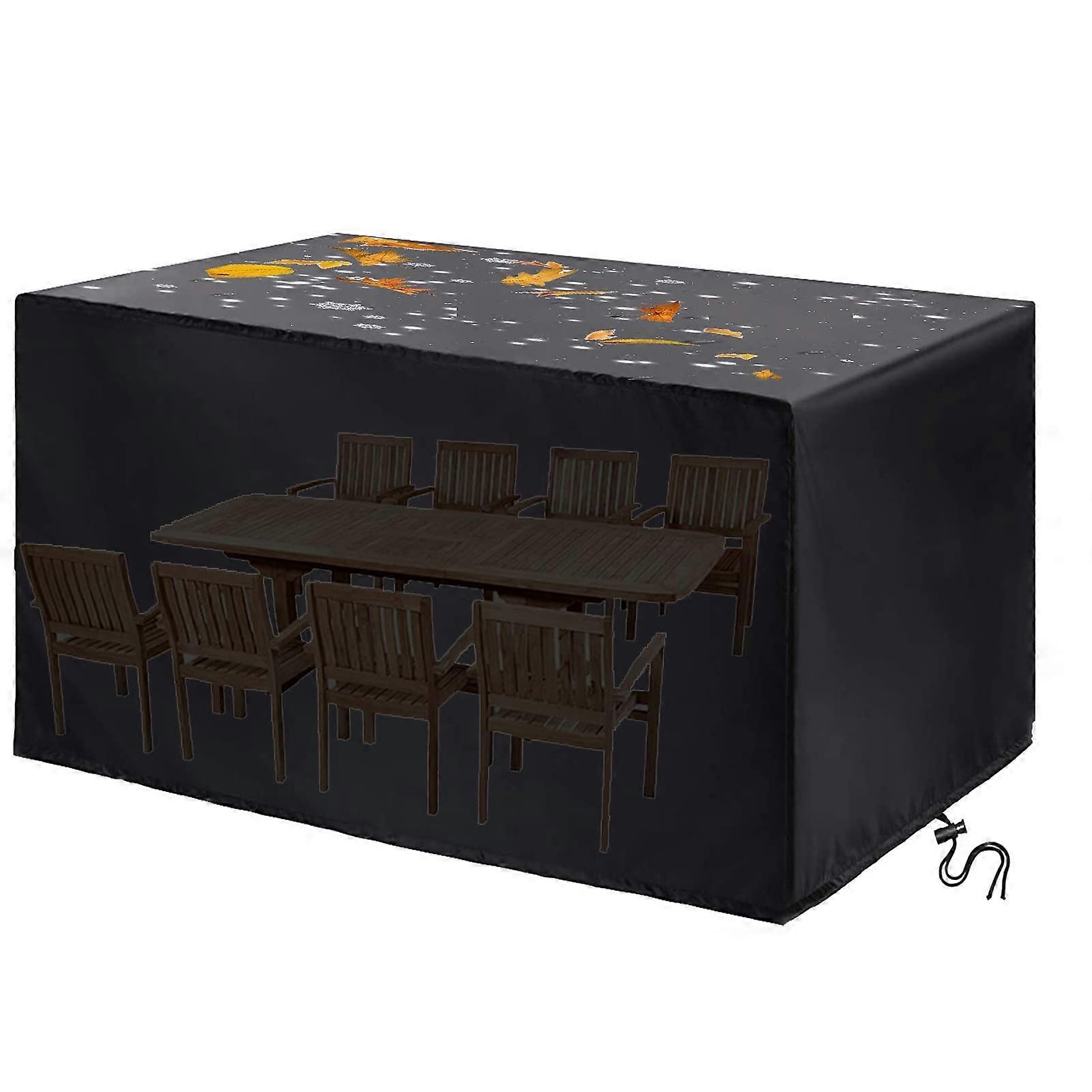 Outdoor Furniture Cover Waterproof UV Resistant for Rectangular Oval Dining Tables 210D Polyester Black 240x140x90CM