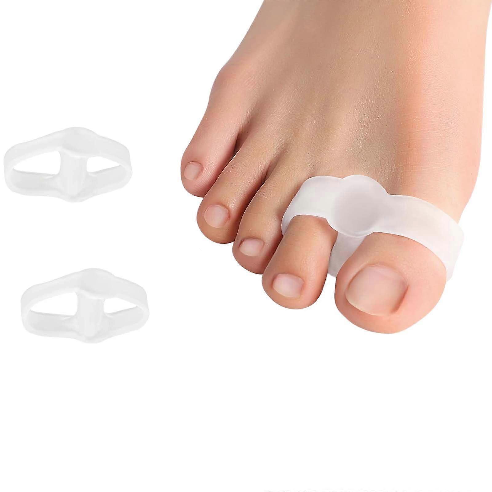 Bunion Corrector Toe Separators With 2 Loops 5 Pairs Soft Silicone White Big Toe Space Hallux Valgus Support 0% BPA