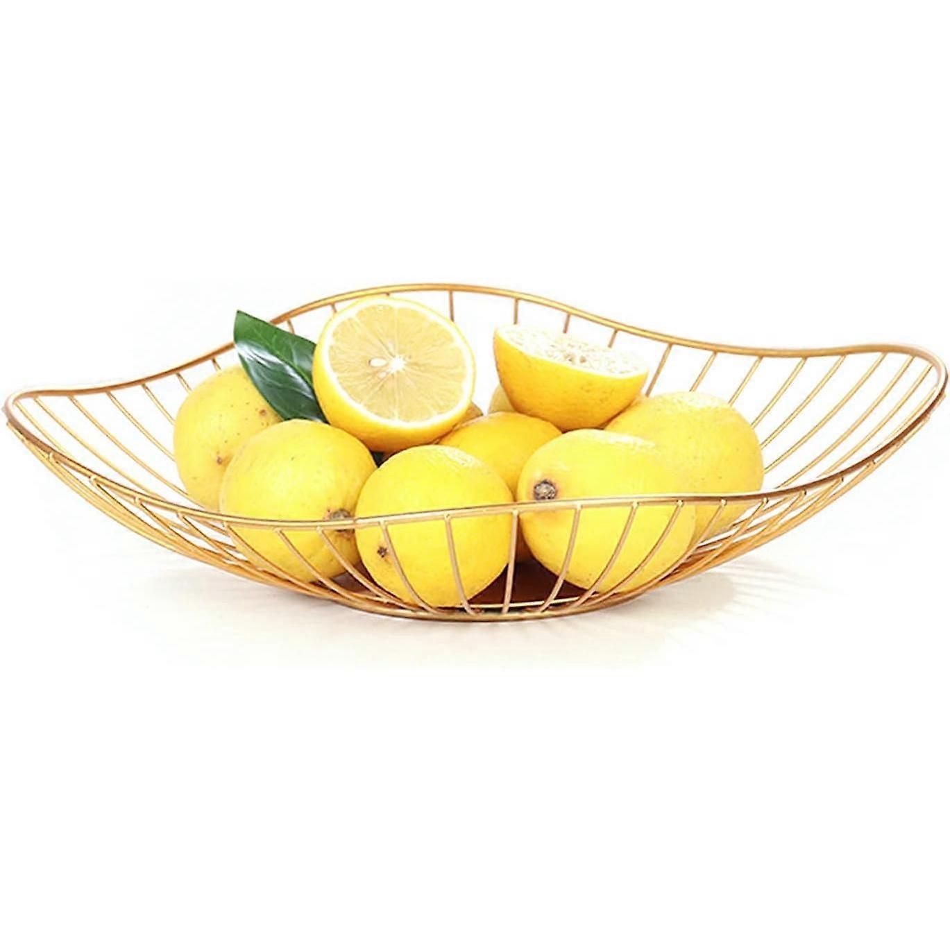 Metal fruit basket, geometric shapes, storage for vegetables, snacks, bread.