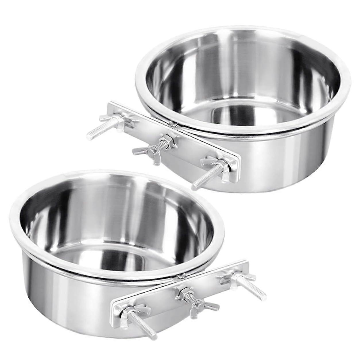Hanging Stainless Steel Pet Bowls 2Pcs for Dogs and Cats Smooth Surface Easy to Clean Comfortable Feeding 12oz