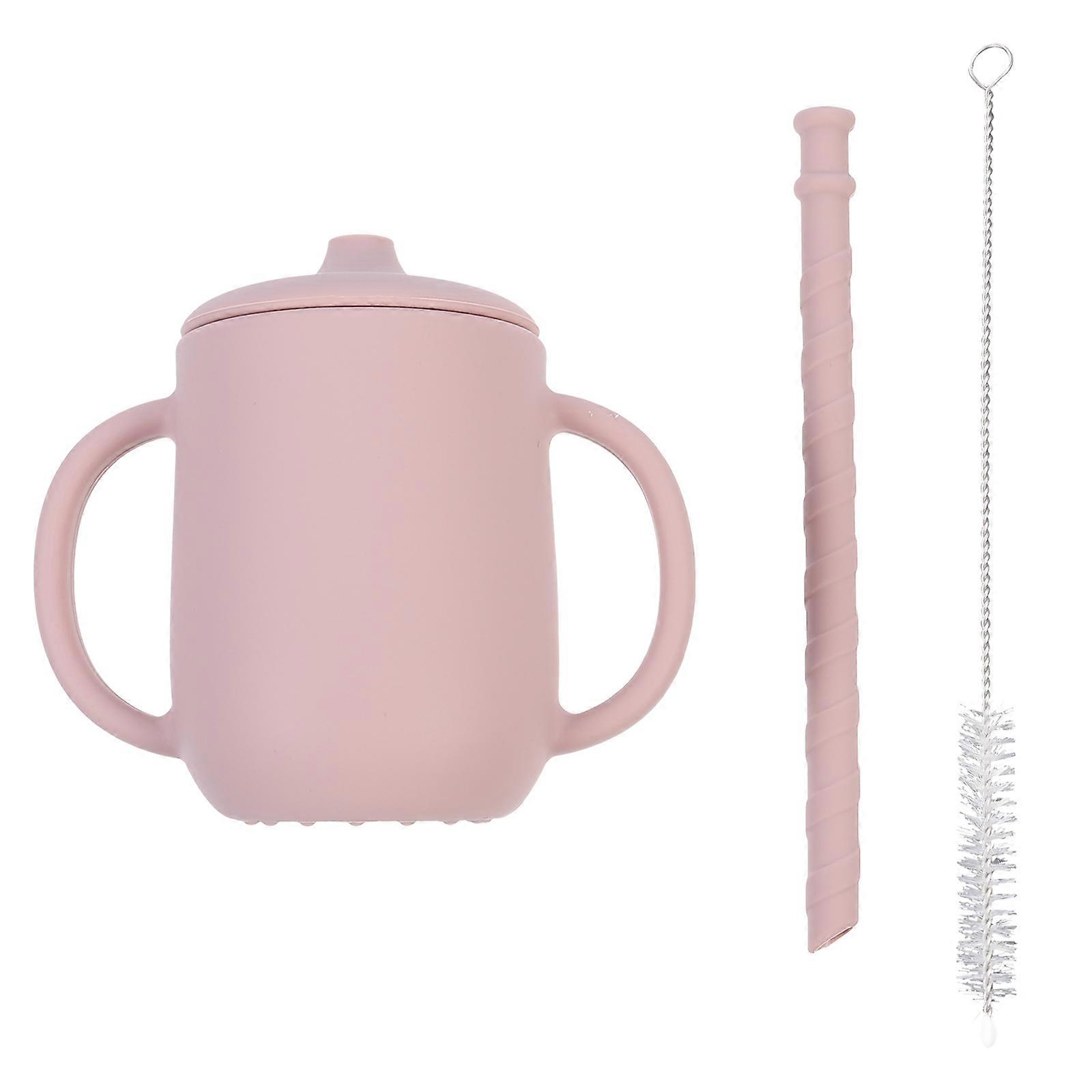 Silicone Straw Water Cup with Double Handles for Leak Proof Training, Easy Transition from Breast to Bottle for Young Children
