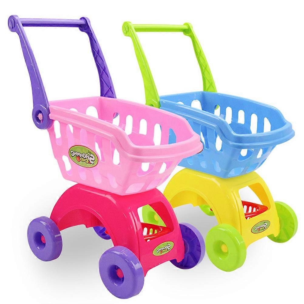 Mini Shopping Basket Toy Children Shopping Cart Toy for Home Play Plastic with 1Set