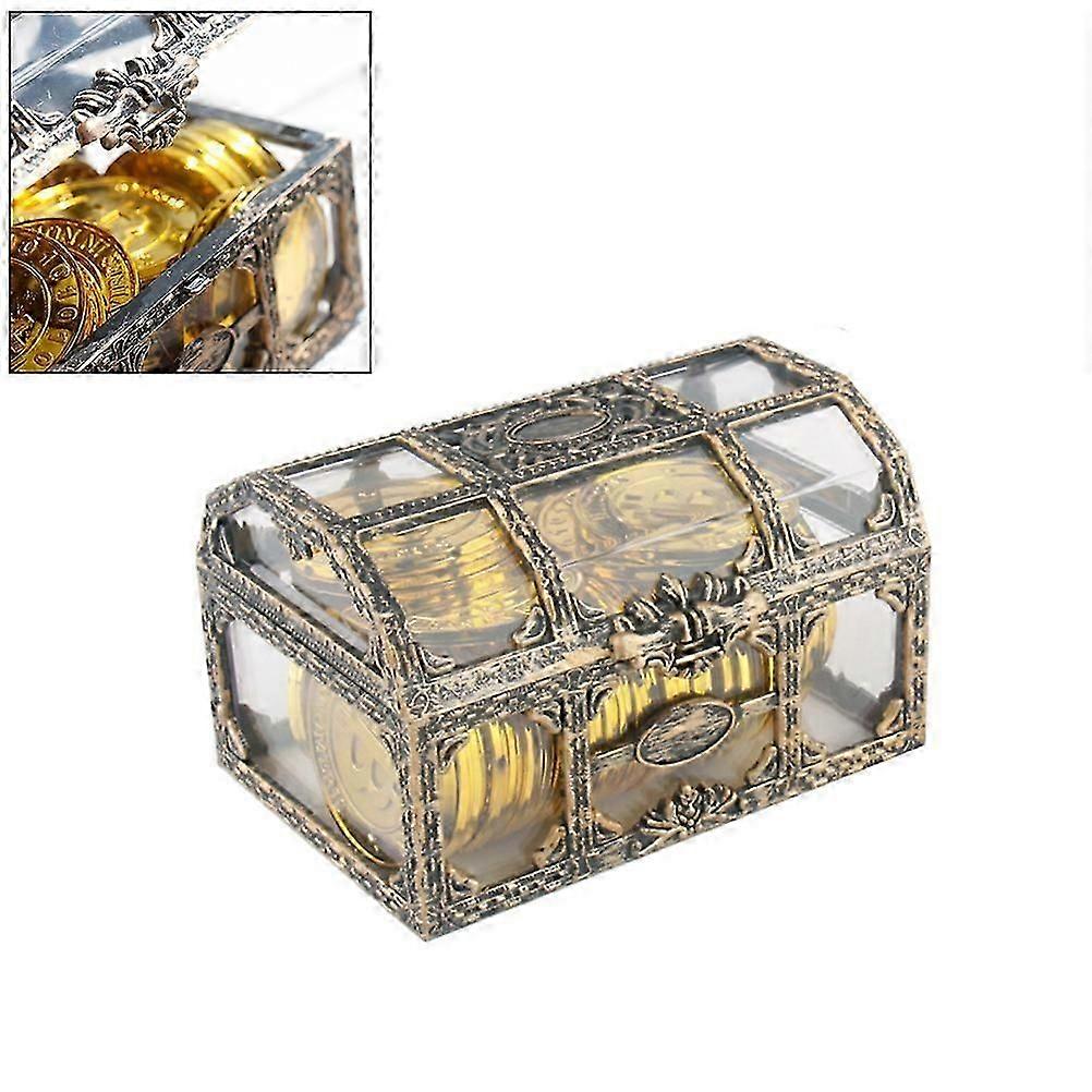 Clear Pirate Treasure Chest For Unique Collections, Transparent Decorative Metal Box Enhancing Your Dressing Table Charm, Pirate Theme Jewelry