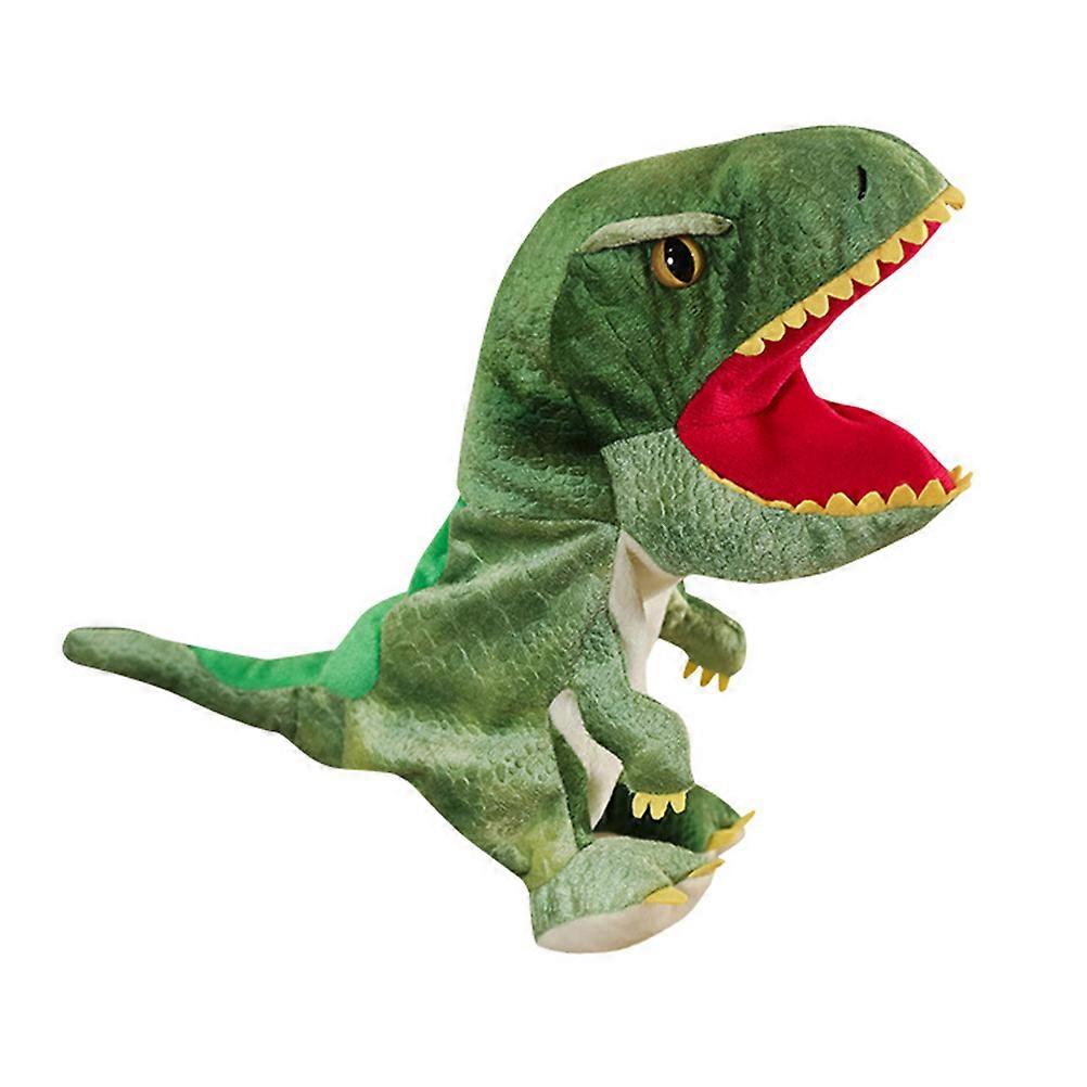 Kids Puppet Tyrannosaurus Dinosaur Hand Puppet Plush for Family Time Green Plush Toy for Story Telling 1Pcs