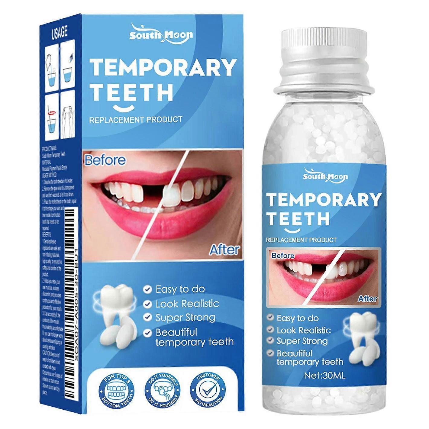 1-6PCS SOUTH MOON 30ml Temporary Tooth Filling Thermal Forming Repair Beads for False Teeth Moldable