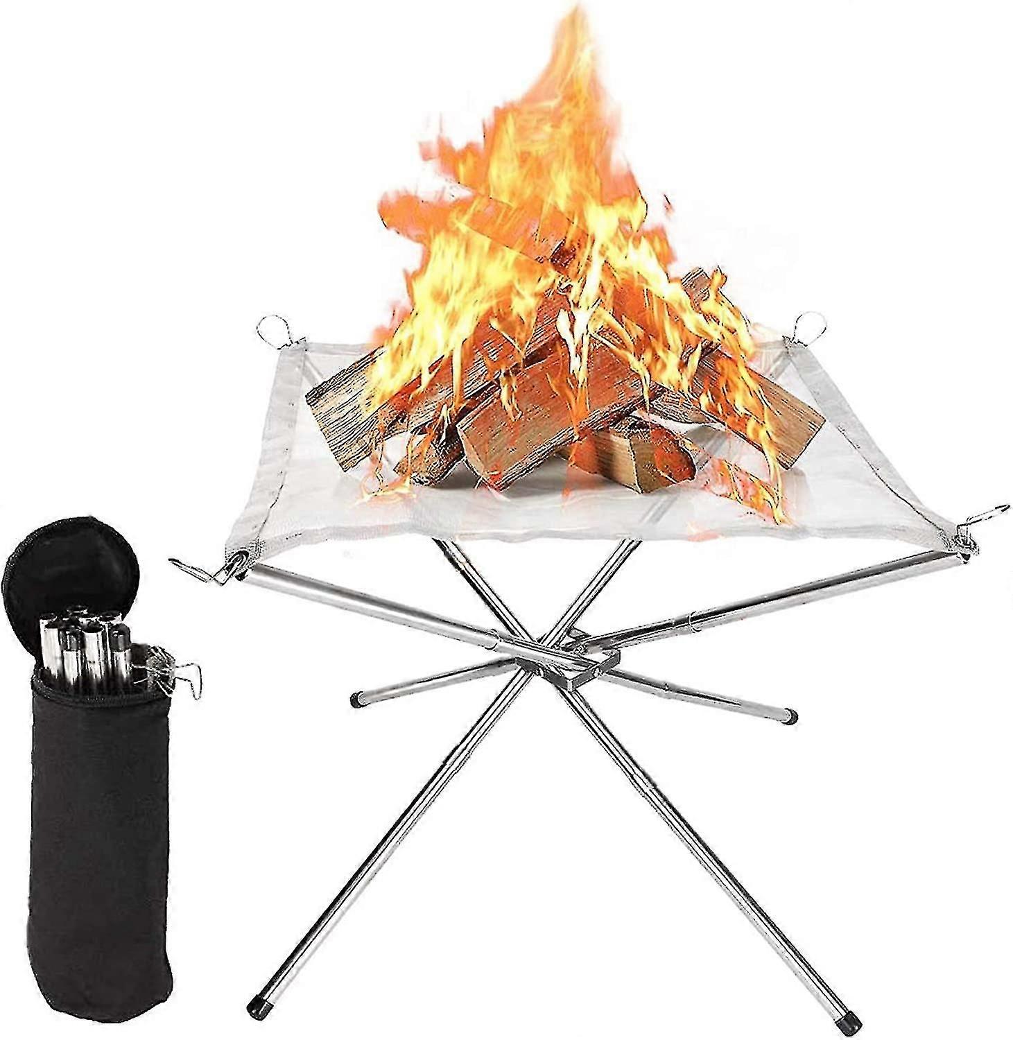 Vikbar eldstad, camping eldstad, rostfritt stål mesh spis, lätt rese eldstad, vikbar grill