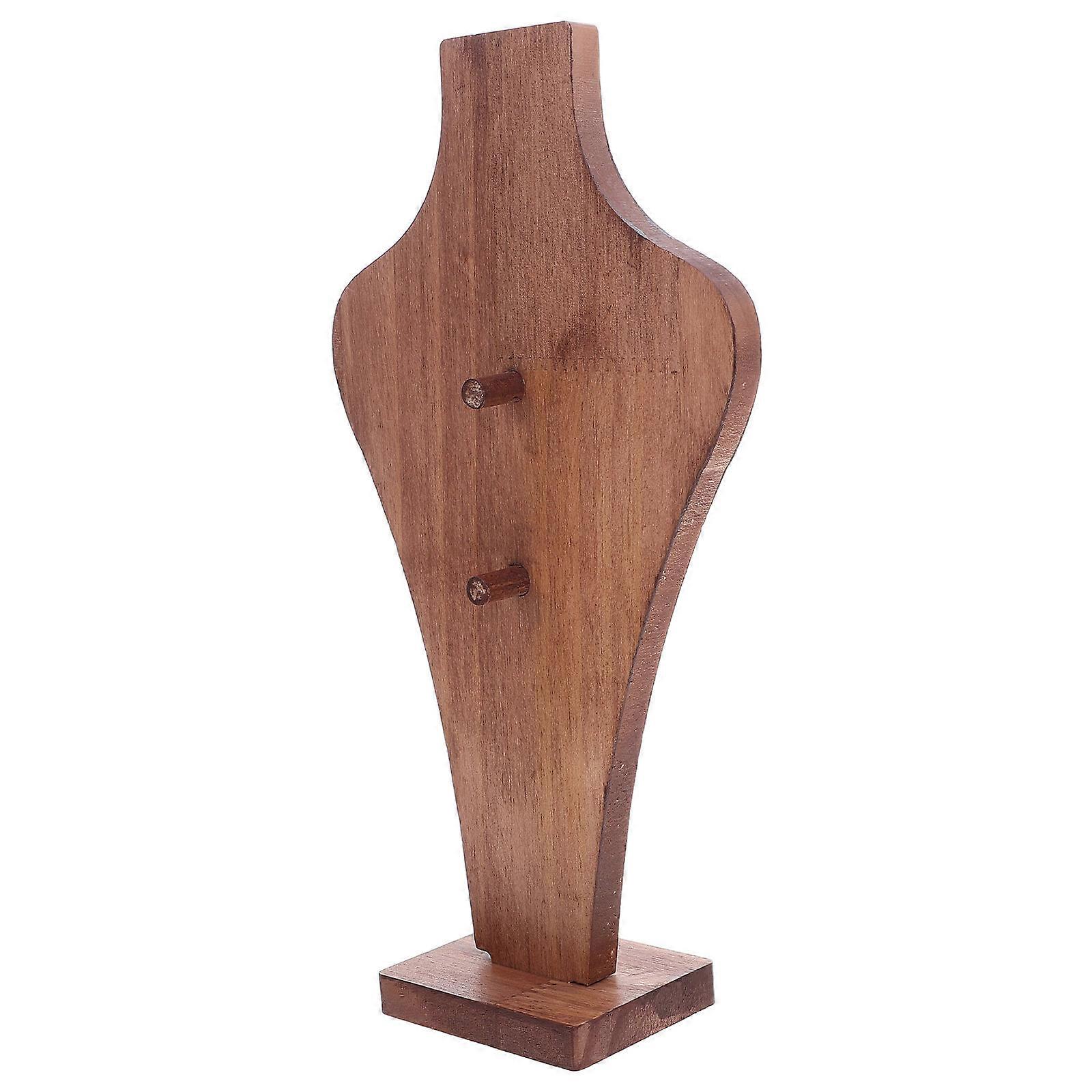 Chocolate Wood Necklace Organizer Stand for Storage Natural Elegance Unique Vase Shape TangleFree 11.5 Inch