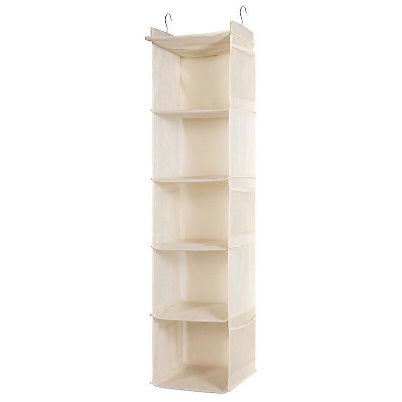 Multi-layer wardrobe storage hanging bag non-woven metal hook hanging beige