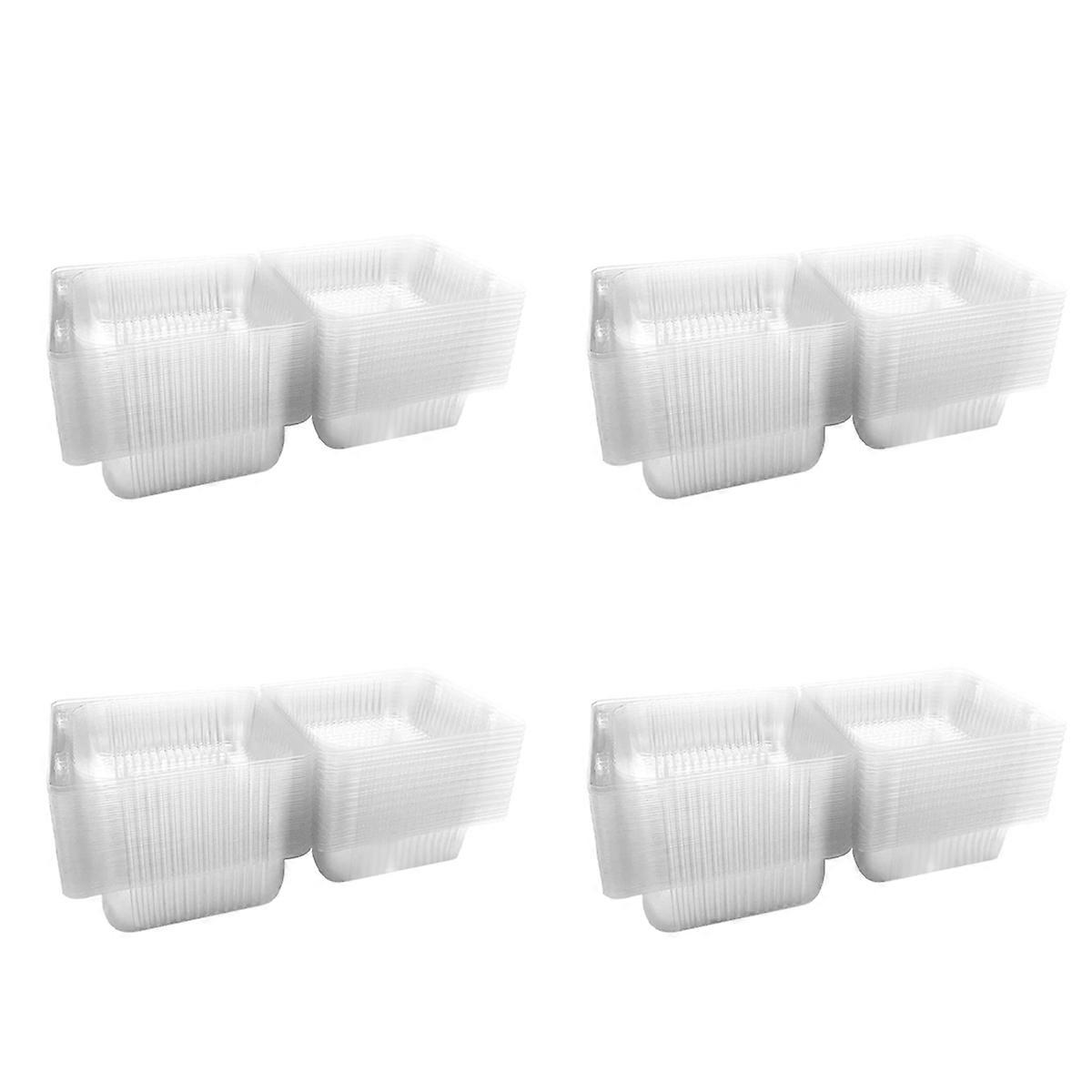 400Pcs Single Individual Cake Boxes Dessert Containers Cheesecake Boxes Stackable Square Boxes Clear