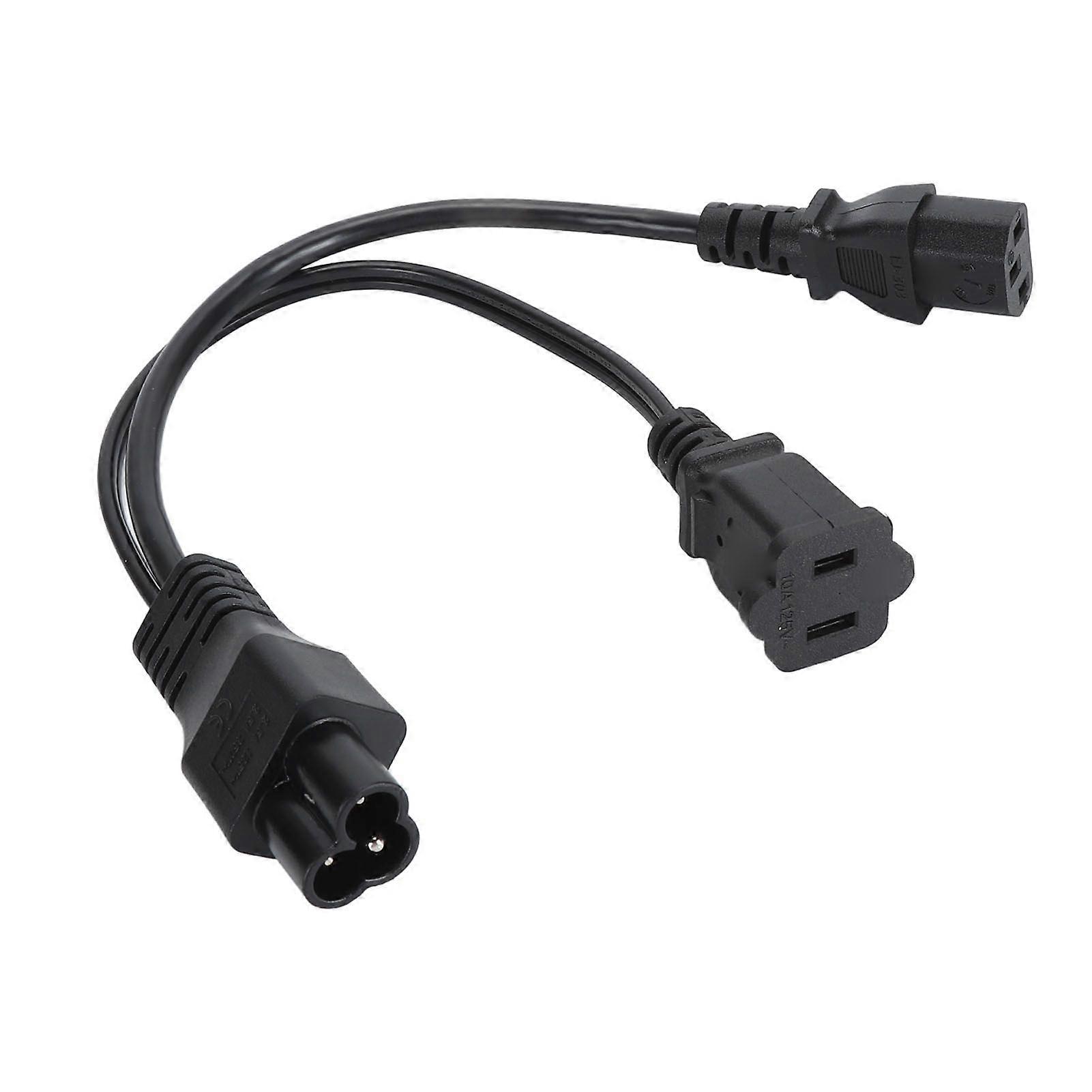 Power Plug Cable 30cm Y Shape IEC320 C6 Male to C13 and Nema 115R Female Adapter Cable