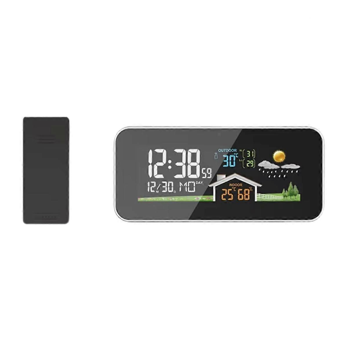 Wireless Weather Station Wooden Alarm Clock Digital Thermometer Humidity Temperature Wireless Sensor Home TimeWatch