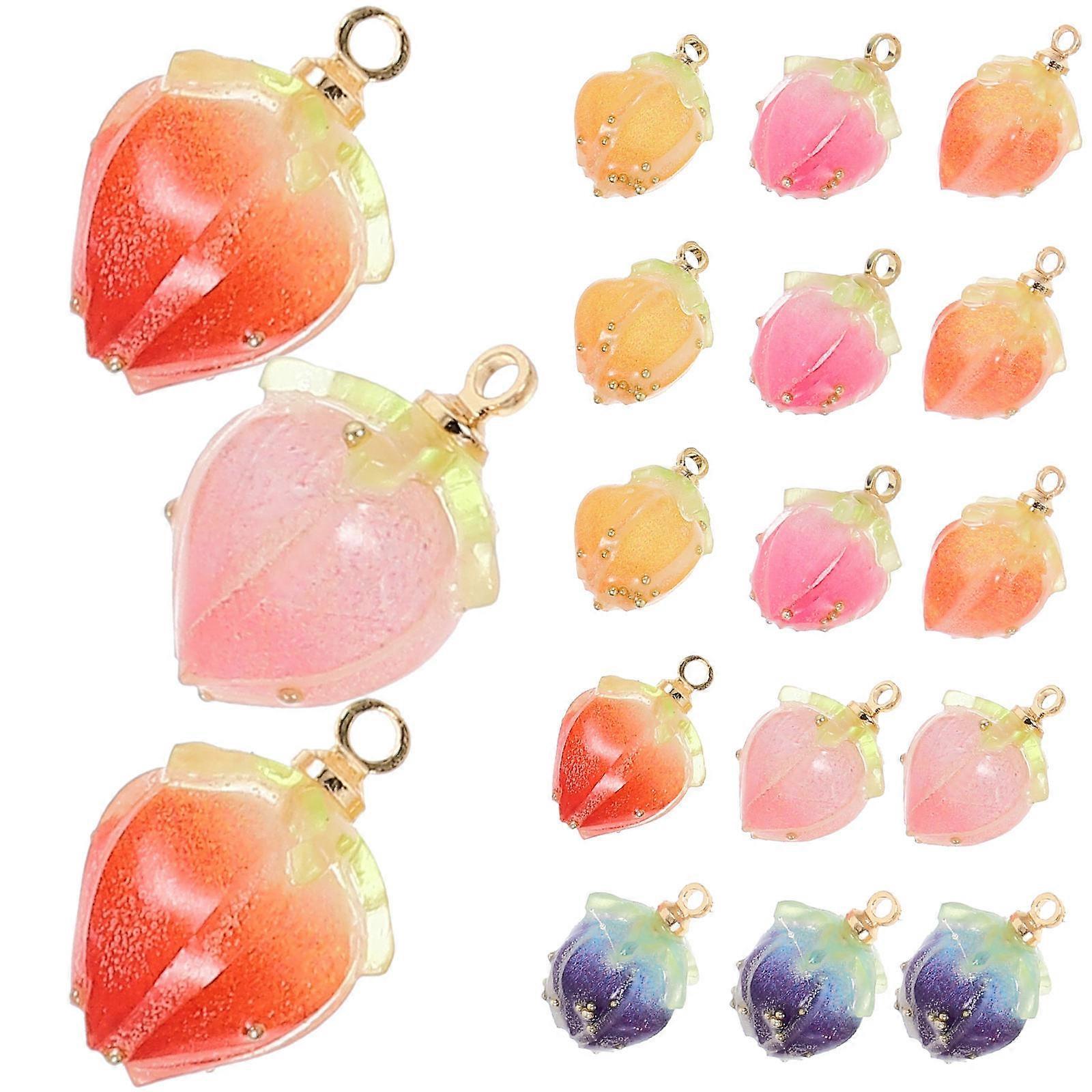 Durable Acrylic Fruit Pendants for DIY Crafts Lightweight Practical 18pcs Assorted Color