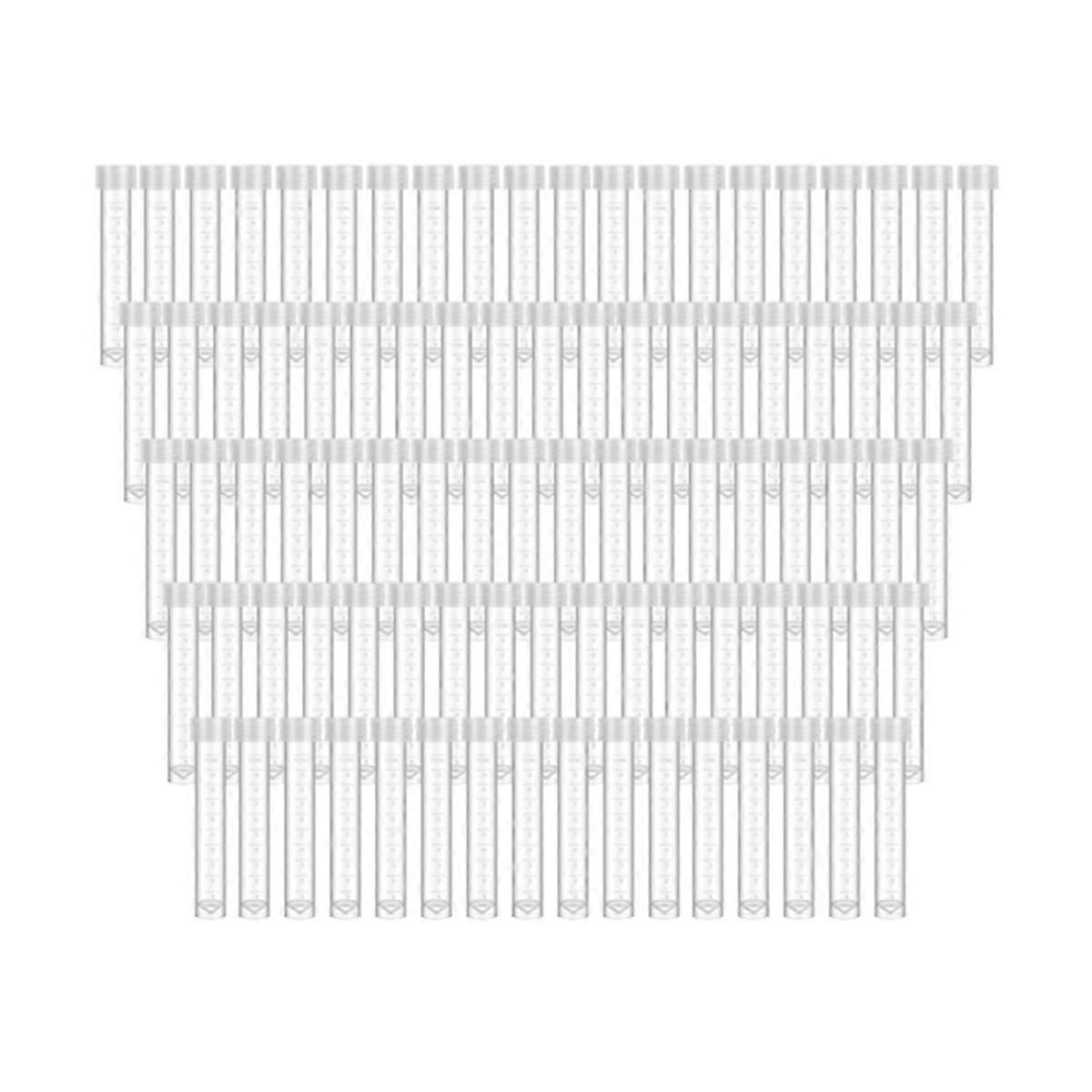 100 Pcs 10Ml Plastic Test Tubes with Lids Vial Seal Cap Container Small Storage Tubes with Caps Cle