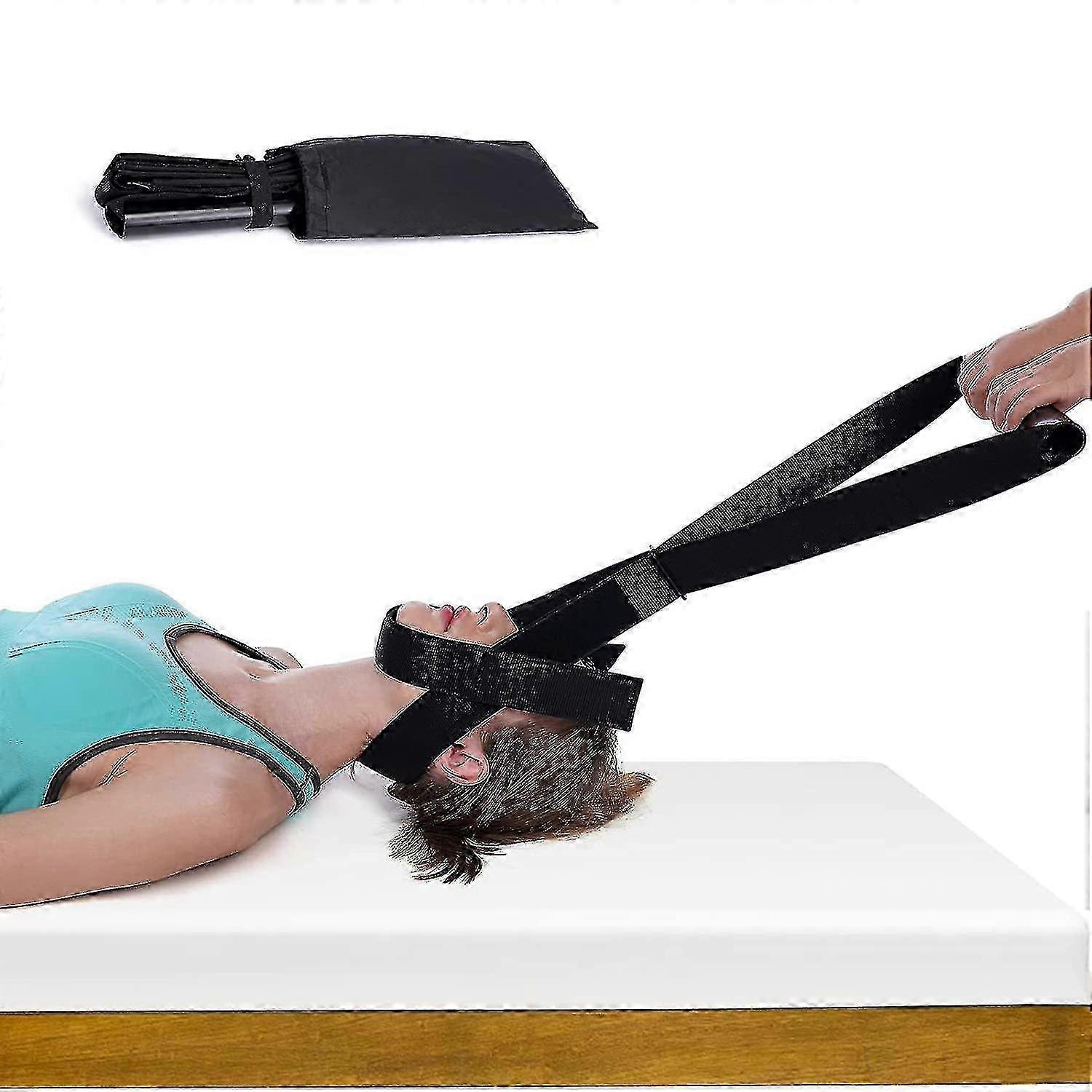 Neck Stretcher Strap with Spine Chiropractic Decompression Tool and Chin Belt - Advanced Cervical Neck Traction Device for Better Comfort and Relief