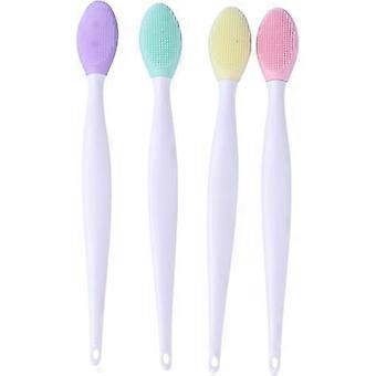 Pack zachte siliconen hondentandenborstel, dubbelzijdige mondhygiëneborstels voor honden 147 mm (roze, groen, geel, paars)