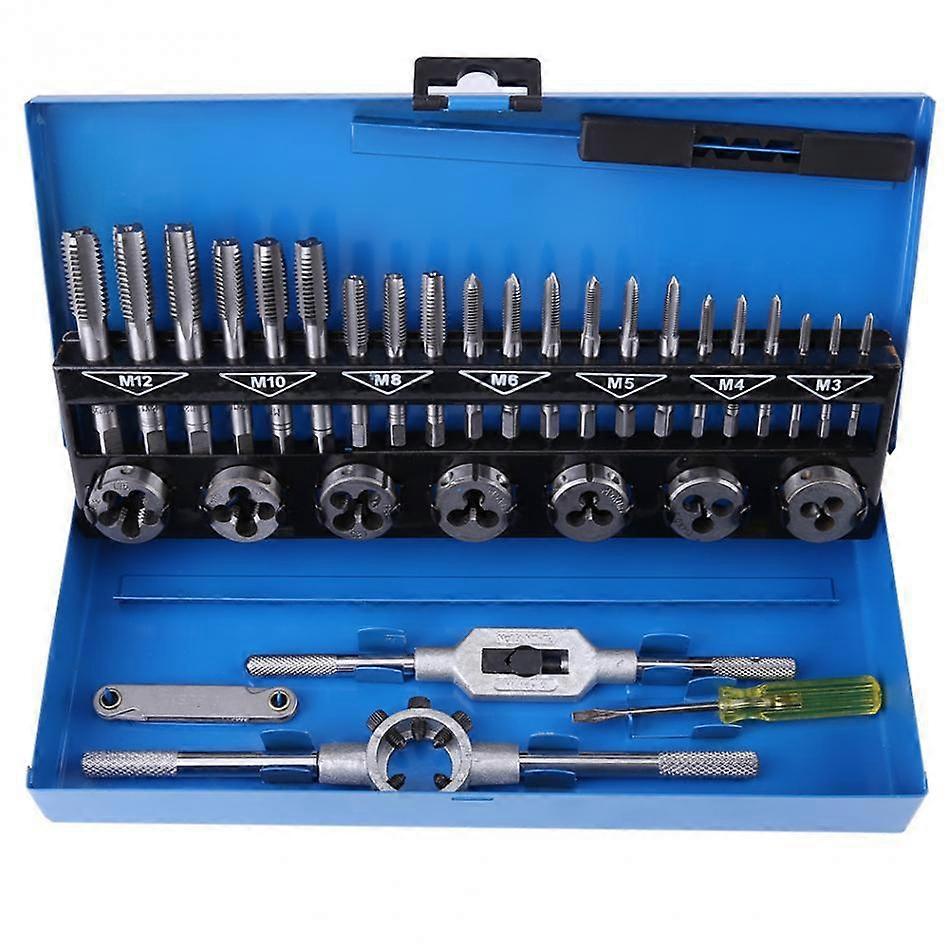 2025 Latest Model  Betterlife Thread Tap, 32Pcs M3-M12 Coarse Pitch Alloy Steel Tap and Die Set with Wrench Thread Gauge Hand Tools, 1 Set