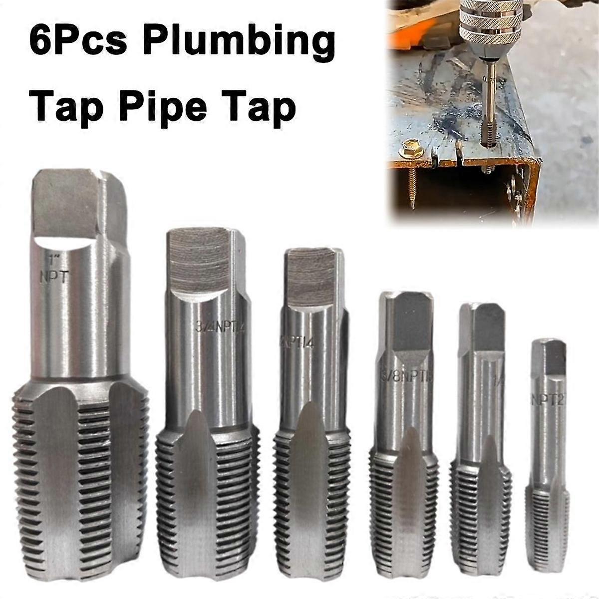 6 Pcs NPT Pipe Tap Set Threading Plumbing NPT Tap Set with Storage Case Thread Tapping Tool Kit