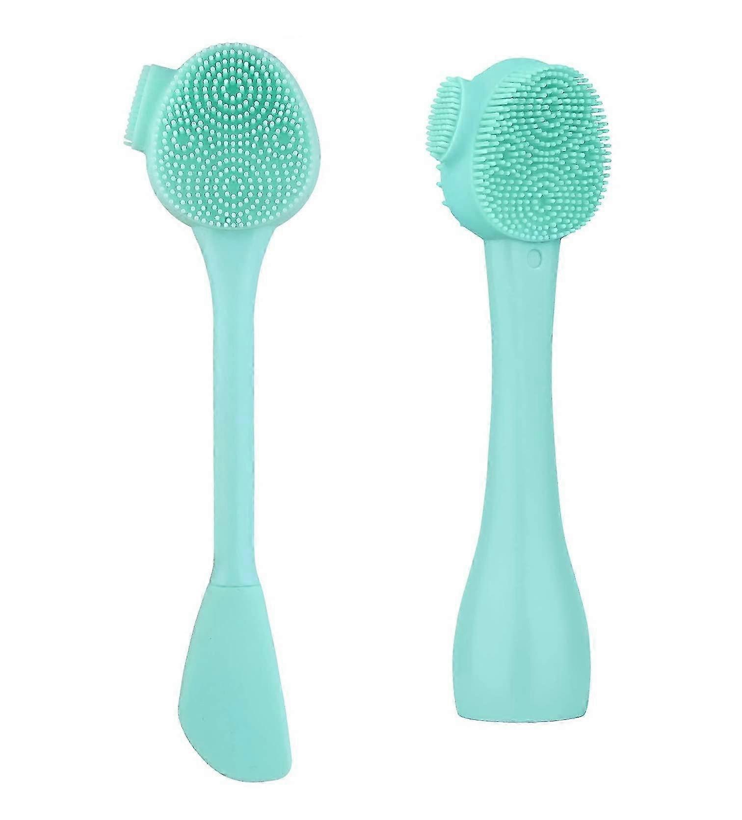 Silicone Hand Cleansing Brush, All-in-One Cleanser, Exfoliating Brush, Nasal Rinse Brush, Mask Applicator, 2-Pack (Green)