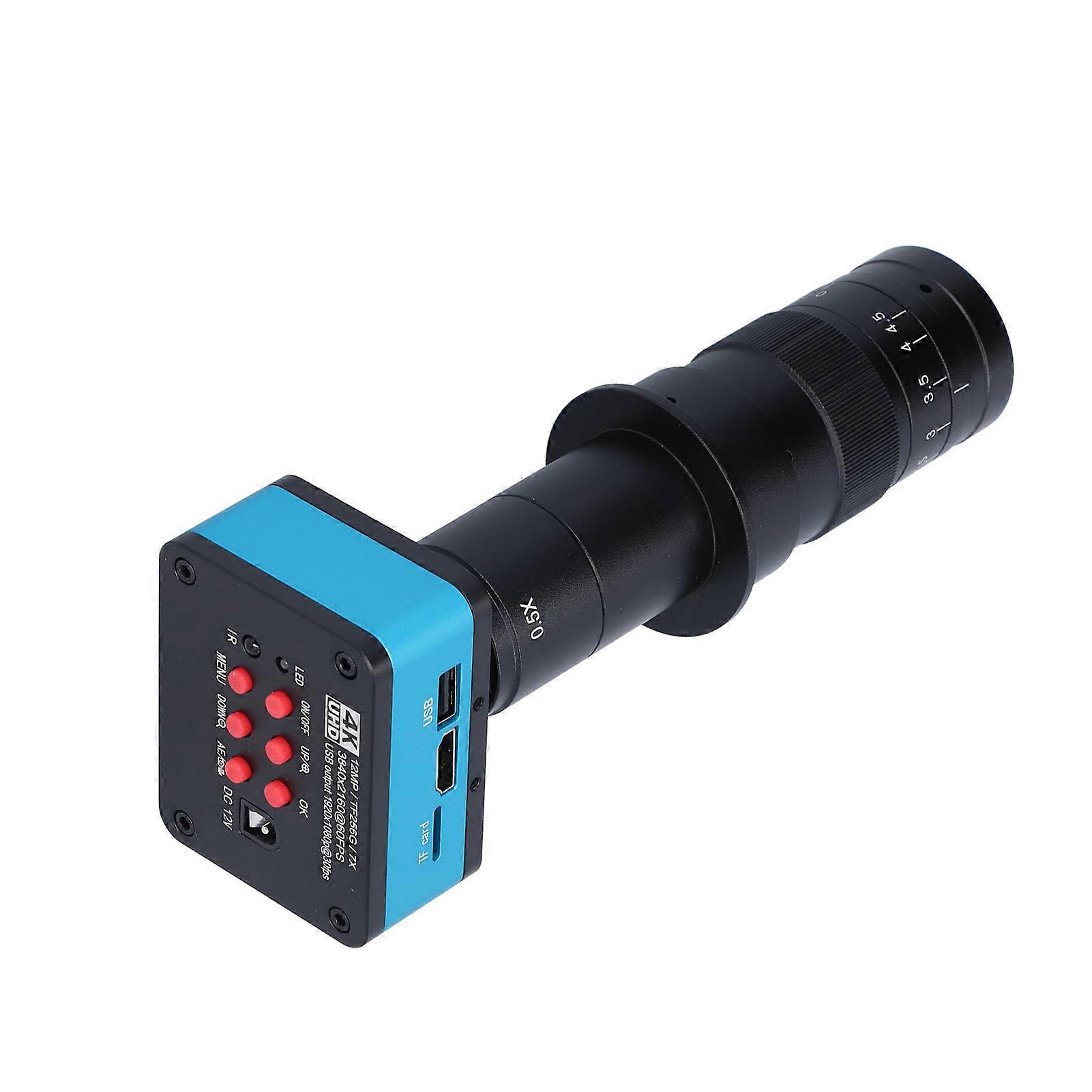 4K 2K 12MP HD USB Microscope Camera 180X CMount Lens 144LED Ring Light AC100240V