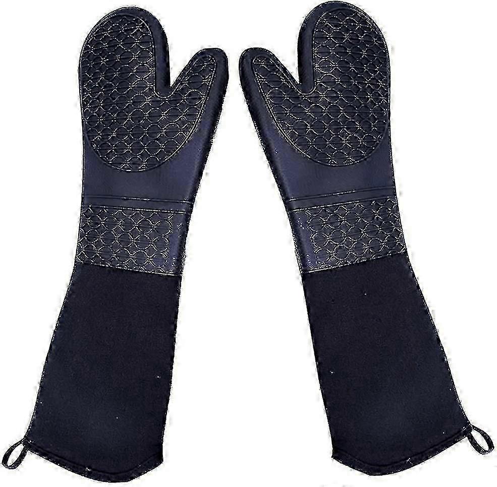 1 对超长硅胶烤箱手套重型商业级烤箱手套耐热烧烤手套 50 厘米