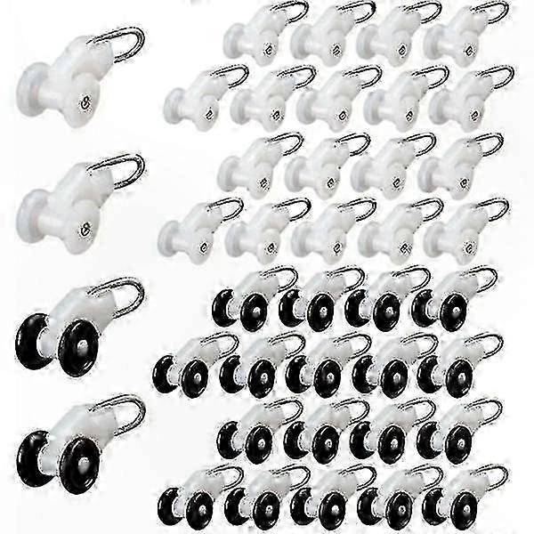 Roller Hooks for Curtain Tracks, 40-Pack Gliders Compatible with Pergola Rail Systems